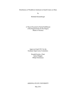 Distribution of Windblown Sediment in Small Craters on Mars by Rebekah