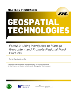 Using Wordpress to Manage Geocontent and Promote Regional Food Products