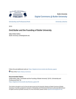 Ovid Butler and the Founding of Butler University