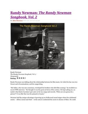 The Randy Newman Songbook, Vol. 2 by Allen Morrison June 21St, 2011 at 1:31 Pm