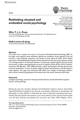 Rethinking Situated and Embodied Social Psychology