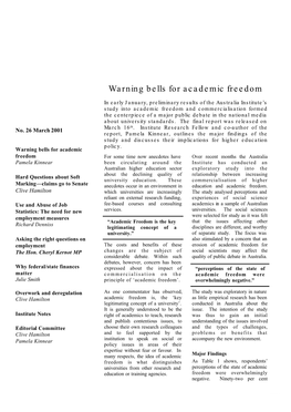 Warning Bells for Academic Freedom