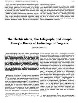 The Electric Motor, the Telegraph, and Joseph Henry's Theory of Technological Progress