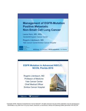 Management of EGFR-Mutation Positive Metastatic Non-Small Cell Lung Cancer