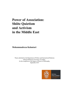 Shiite Quietism and Activism in the Middle East