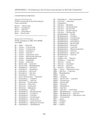 Preliminary List of Site Associations in British Columbia1