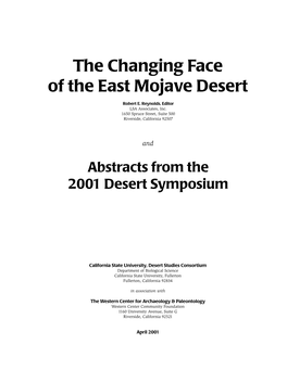 The Changing Face of the East Mojave Desert