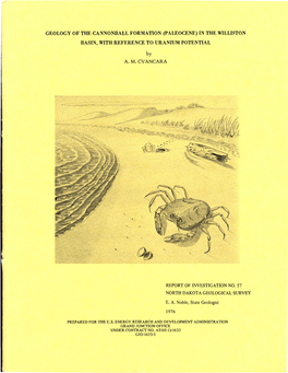 GEOLOGY of the CANNONBALL FORMATION (PALEOCENE) in the WILLISTON BASIN, with REFERENCE to URANIUM POTENTIAL by A