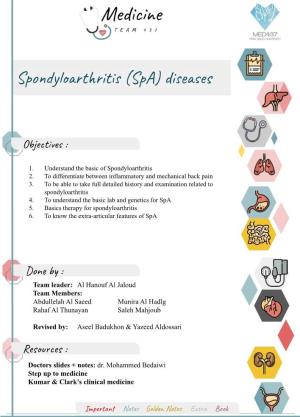 Spondyloarthritis (Spa) Diseases