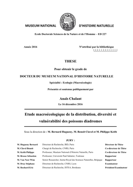 Etude Macroécologique De La Distribution, Diversité Et Vulnérabilité Des Poissons Diadromes