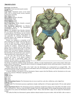 HULK #1; (As Abomination) INCREDIBLE HULK #2