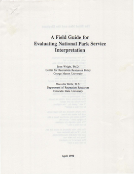 A Field Guide for Evaluating National Park Service Interpretation