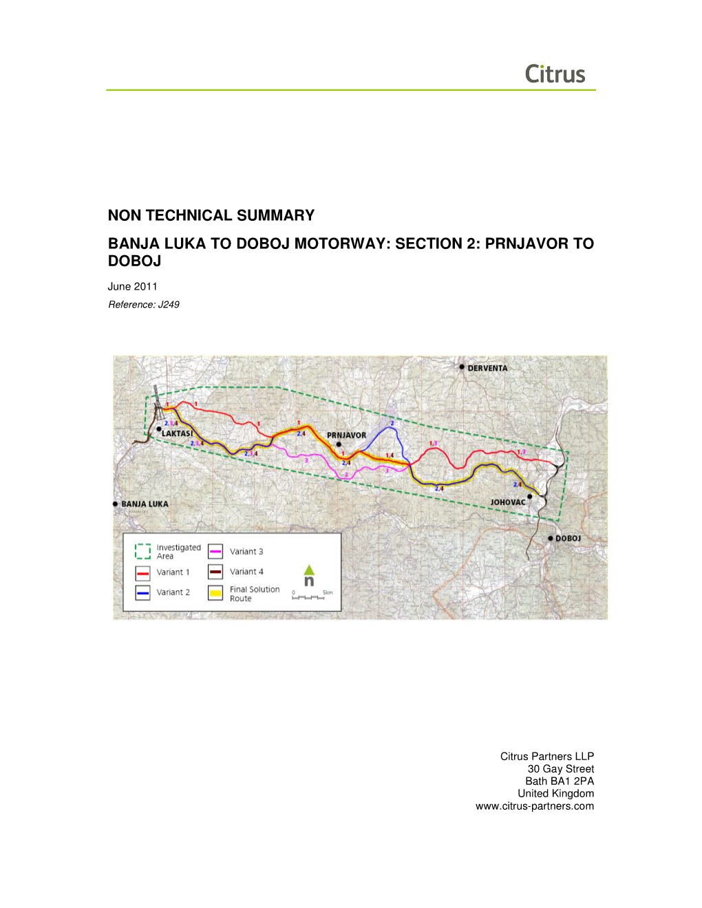 Non Technical Summary Banja Luka to Doboj Motorway: Section 2: Prnjavor to Doboj