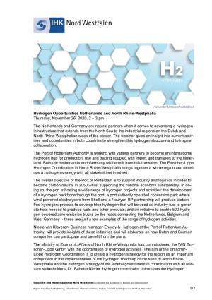 1/2 Hydrogen Opportunities Netherlands and North Rhine