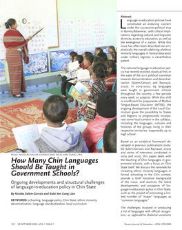 How Many Chin Languages Should Be Taught In
