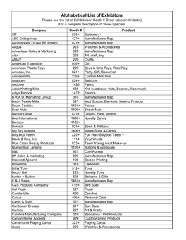 Alphabetical List of Exhibitors