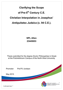 Century CE Christian Interpolation in Josephus' Antiquitates Judaica