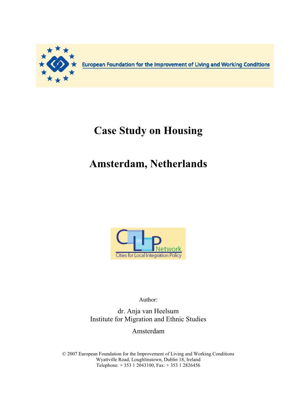 Amsterdam Case Study on Housing