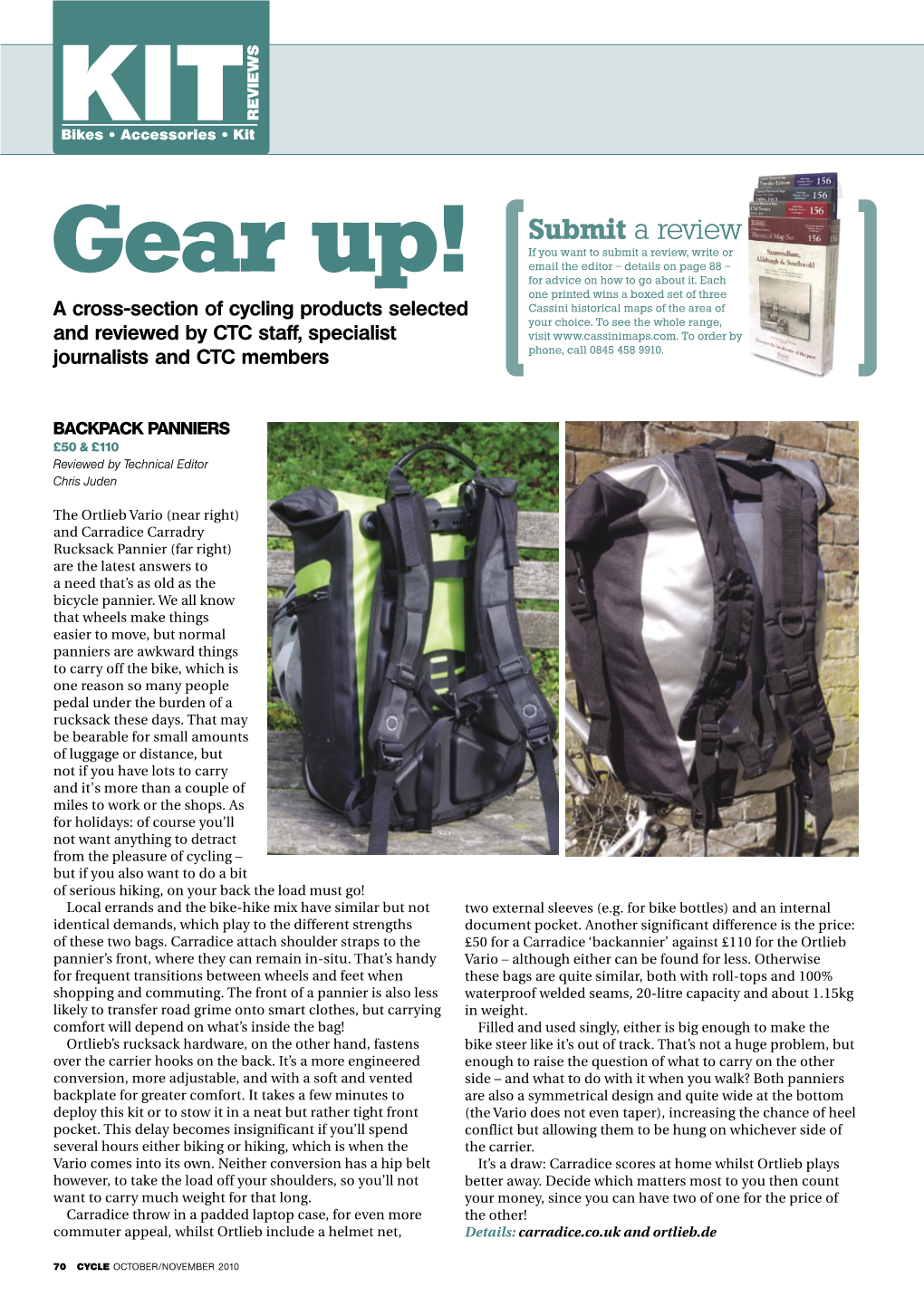 Gear Up! Reviews: Ortlieb Vario & Carradice Backpack Panniers