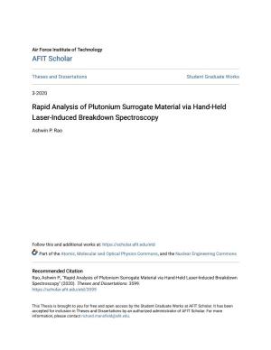Rapid Analysis of Plutonium Surrogate Material Via Hand-Held Laser-Induced Breakdown Spectroscopy