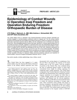 Epidemiology of Combat Wounds in Operation Iraqi Freedom and Operation Enduring Freedom: Orthopaedic Burden of Disease