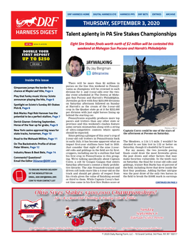 Talent Aplenty in PA Sire Stakes Championships THURSDAY