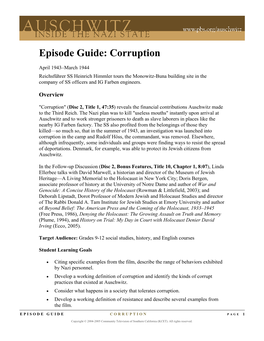 Episode Guide: Corruption