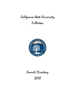 California State University Fullerton Emeriti Directory 2018