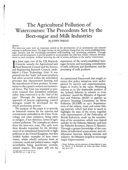 The Agricultural Pollution of Watercourses: the Precedents Set by the Beet-Sugar and Milk Industries by JOHN SHEAIL