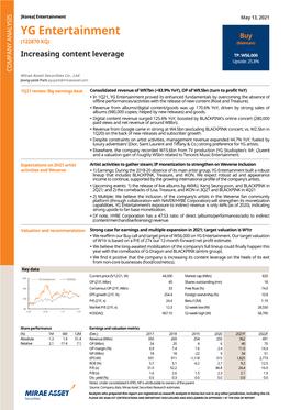 YG Entertainment Buy (122870 KQ ) (Maintain)