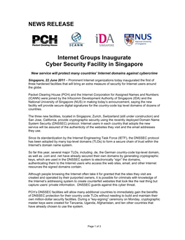 NEWS RELEASE Internet Groups Inaugurate Cyber Security Facility