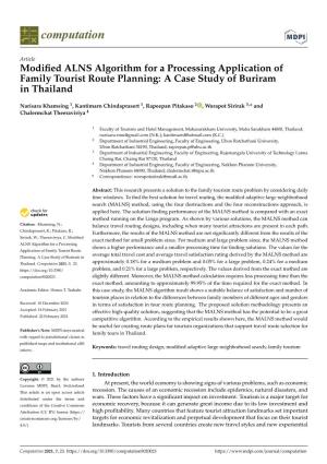 Modified ALNS Algorithm for a Processing Application of Family Tourist Route Planning