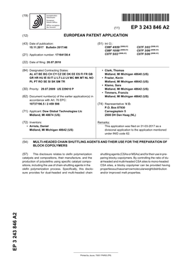 Multi-Headed Chain Shuttling Agents and Their Use for the Preparation of Block Copolymers