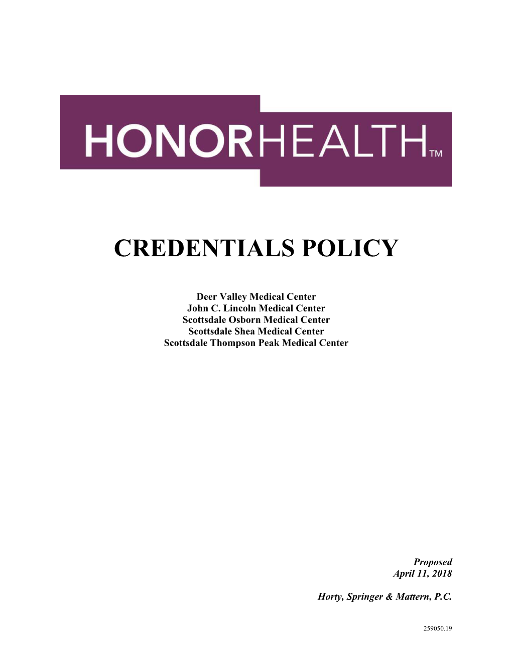 Credentials Policy