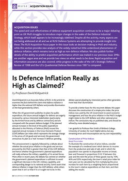 Is Defence Inflation Really As High As Claimed? by Professor David Kirkpatrick