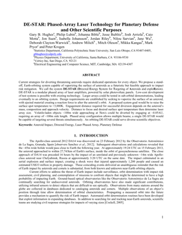 DE-STAR: Phased-Array Laser Technology for Planetary Defense and Other Scientific Purposes Gary B