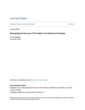 Moving Beyond the Law of the Fathers Toni Morrison's Paradise