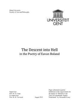 The Descent Into Hell in the Poetry of Eavan Boland