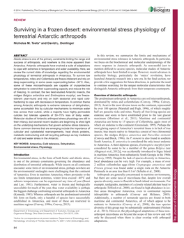 Environmental Stress Physiology of Terrestrial Antarctic Arthropods