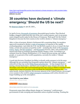 Climate Emergency.’ Should the US Be Next?