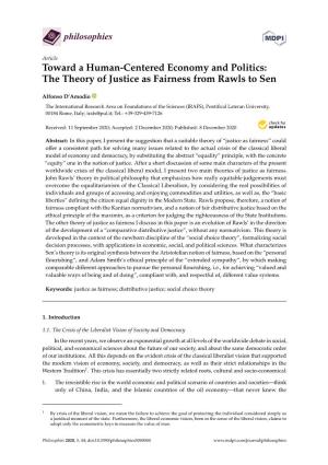 The Theory of Justice As Fairness from Rawls to Sen