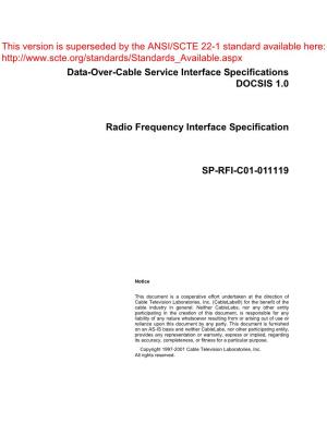 Data-Over-Cable Service Interface Specifications DOCSIS 1.0 Radio