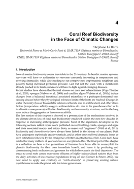 Coral Reef Biodiversity in the Face of Climatic Changes