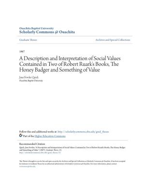 A Description and Interpretation of Social Values Contained in Two Of