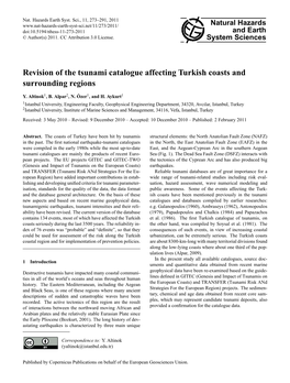 Revision of the Tsunami Catalogue Affecting Turkish Coasts and Surrounding Regions