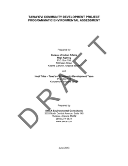 Tawa'ovi Community Development Projectprogrammatic Environmental Assessment