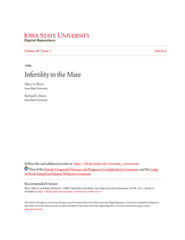 Infertility in the Mare Mary A