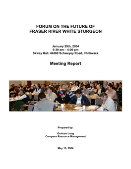 Forum on the Future of Fraser River White Sturgeon