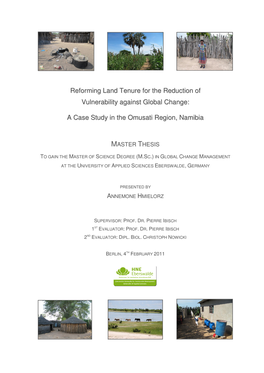Reforming Land Tenure for the Reduction of Vulnerability Against Global Change