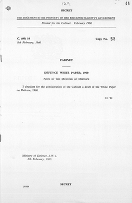 Defence White Paper, 1960 Secret